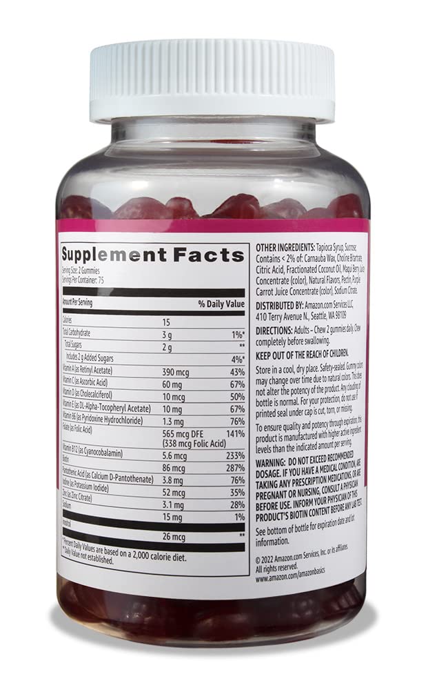 Amazon Basics Adult Multivitamin, 150 Gummies, 75-Day Supply, Mixed Berry Amazon Basics uk supplements