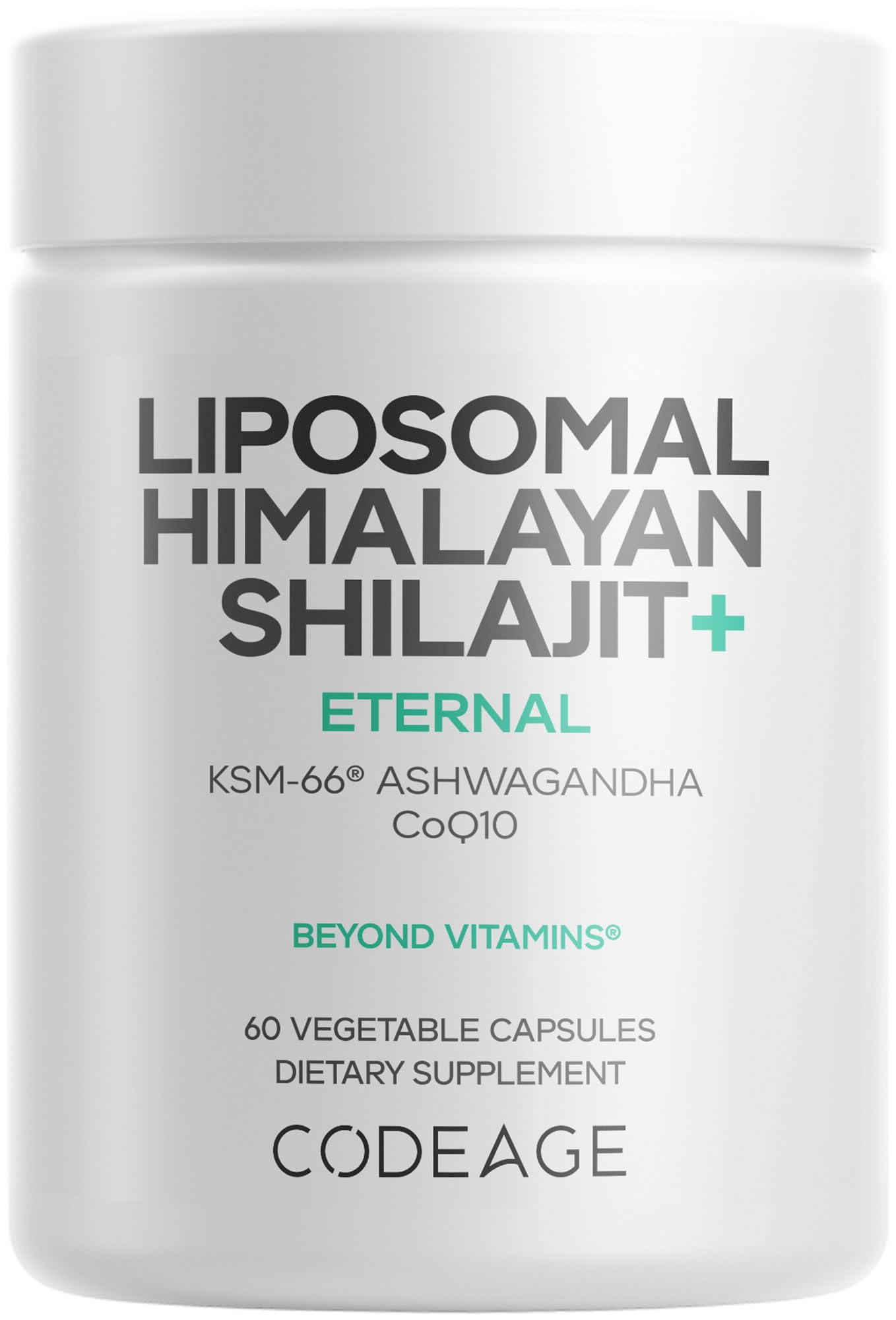 Codeage Liposomal Himalayan Shilajit+ Supplement - 500 mg Shilajit, KSM-66 Ashwagandha, CoQ10, Fulvic Ionic Minerals, Calcium, Magnesium, BioPerine - Liposomal Delivery - Non-GMO - 60 Capsules Codeage uk supplements