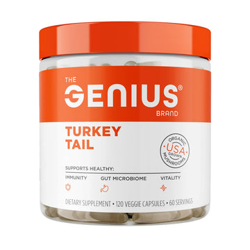 The Genius Brand Genius Turkey Tail - Plant-Based Supplement for Immune, Gut & Antioxidant Support - Organic & Non-GMO - 120 Veggie Capsules The Genius Brand uk supplements