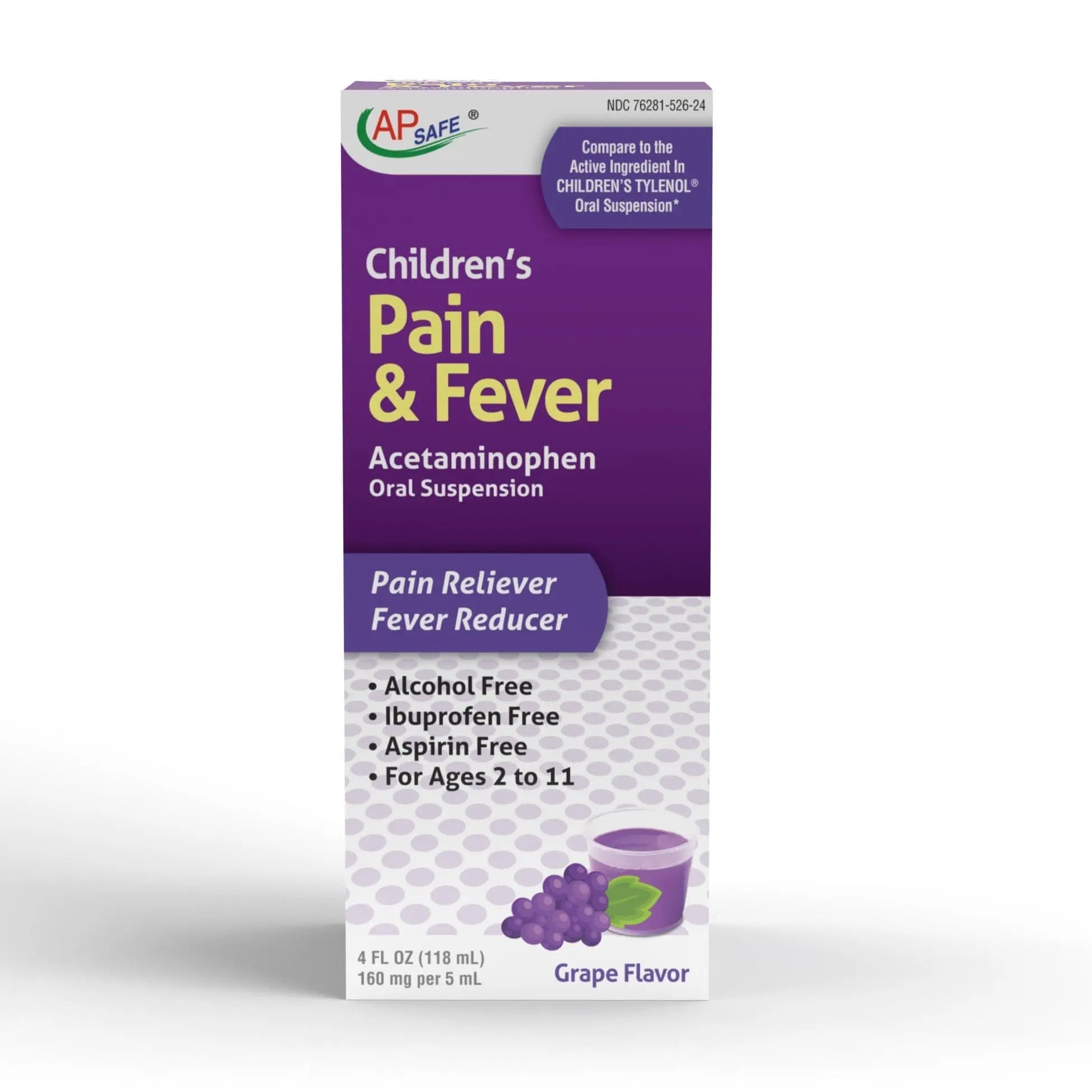 APSAFE Children's Pain&Fever Relief Acetaminophen Oral Suspension Grape Flavor 4oz APSAFE uk supplements