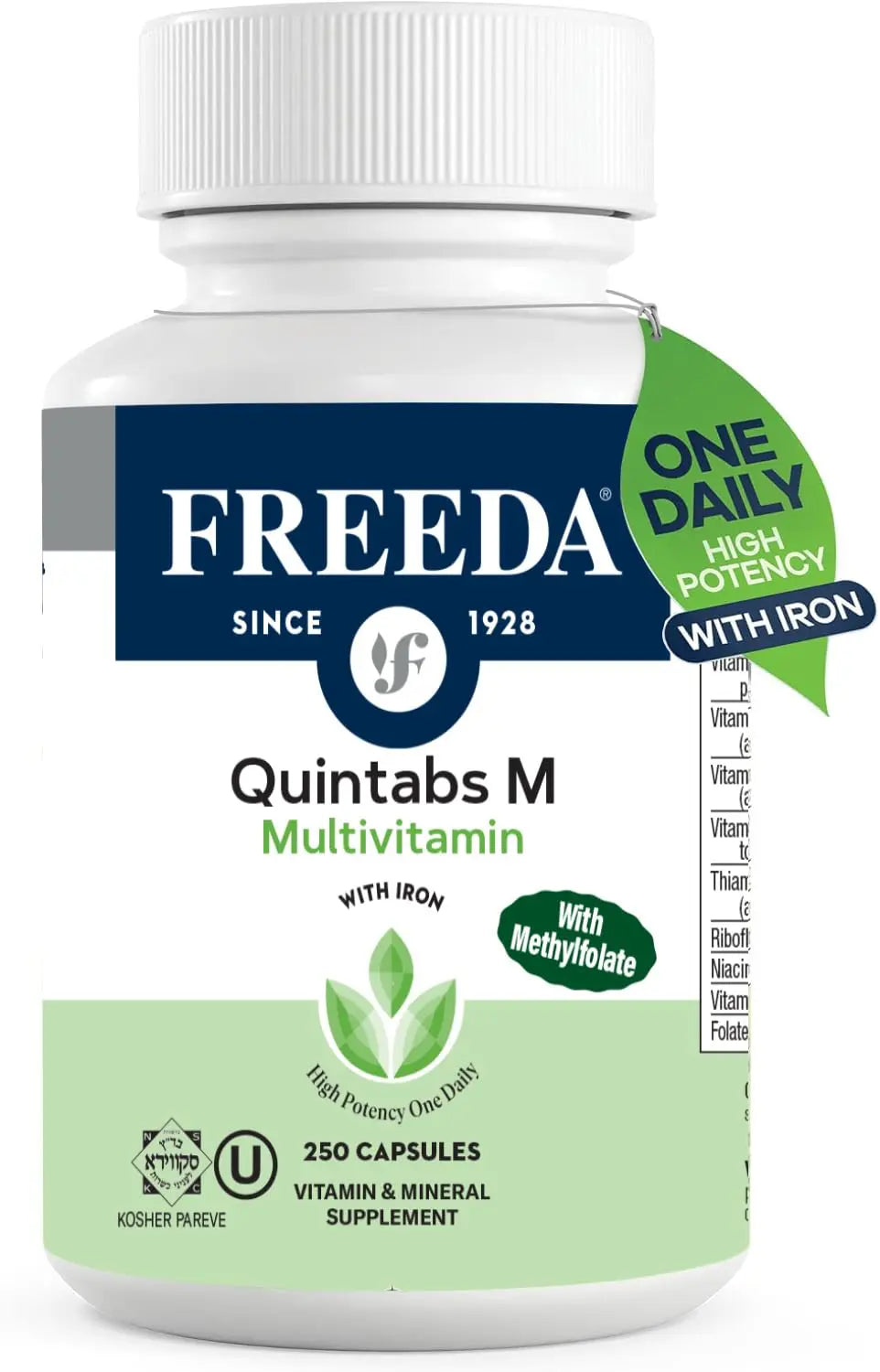 FREEDA Multivitamin One Daily – Quintabs-M with Iron – Kosher Multi Vitamins Supplements for Women Health - Multivitamins for Women & Iron FREEDA uk supplements