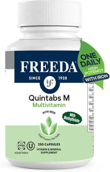 FREEDA Multivitamin One Daily – Quintabs-M with Iron – Kosher Multi Vitamins Supplements for Women Health - Multivitamins for Women & Iron FREEDA uk supplements