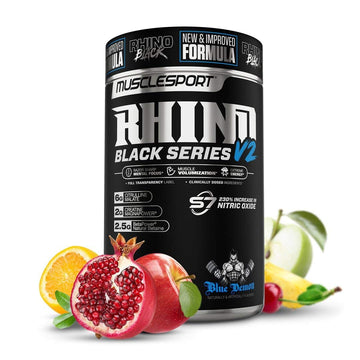 Rhino Black Pre Workout V2 - Preworkout Powder Supplement for Men & Women Musclesport uk supplements