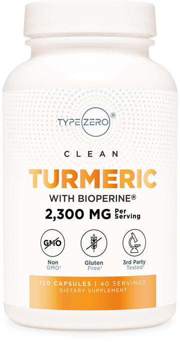 Type Zero Turmeric with Bioperine (120 Capsules) (2300mg per Serving) - GMO Free, Gluten Free, 3rd Party Tested Type Zero uk supplements