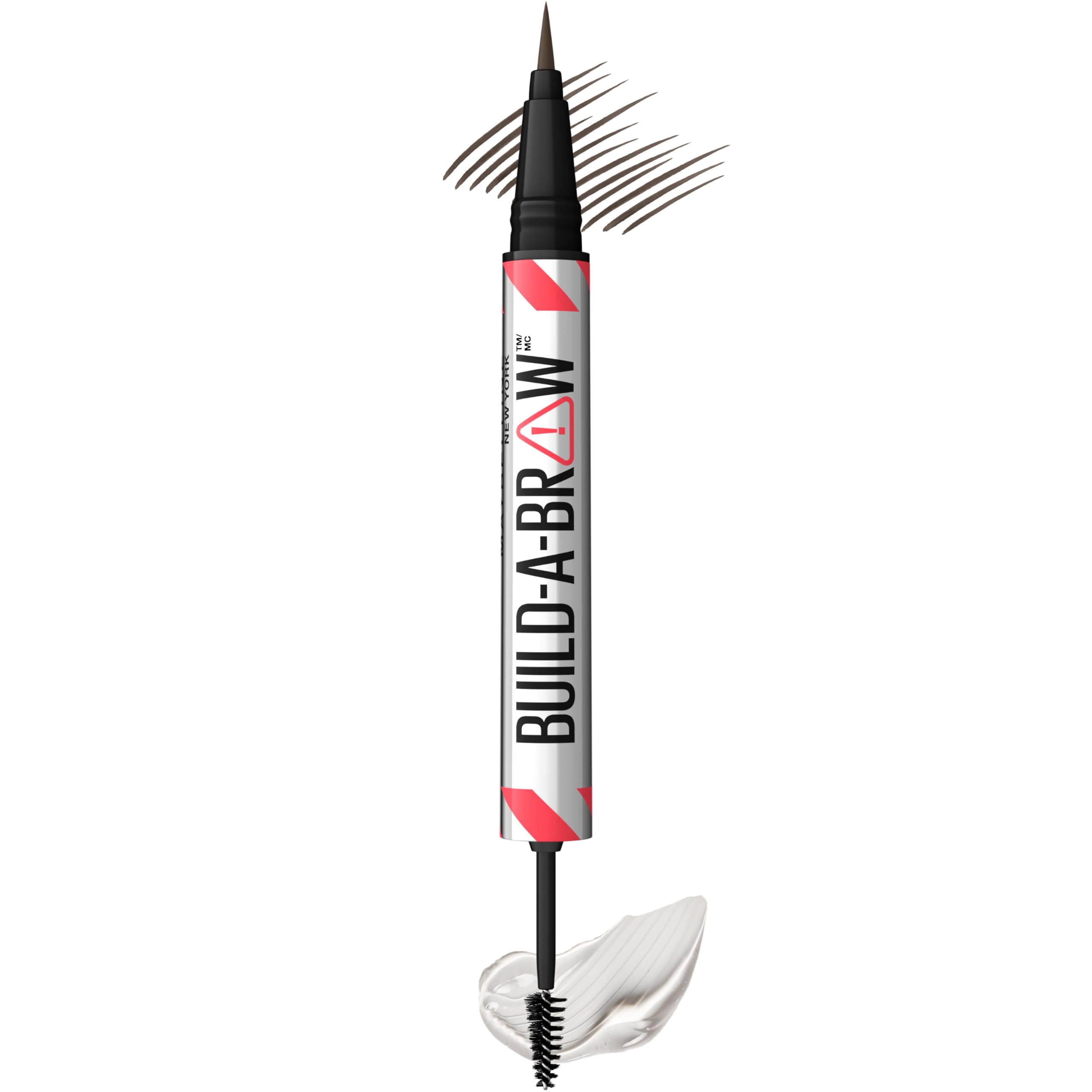 Maybelline Build-A-Brow 2-in-1 Brow Pen and Sealing Eyebrow Gel, Eyebrow Makeup for Real-Looking, Fuller Brows, Black Brown, 1 Count MAYBELLINE uk supplements