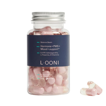 LOONI PMS Relief Balance Beam Supplement for Women – Hormone Balance for Menopause, B12, Omega-6, Zinc & Nootropics – Supports Mood Swings, Cramps, Cravings – 60 Vegan Capsules L·OONI uk supplements