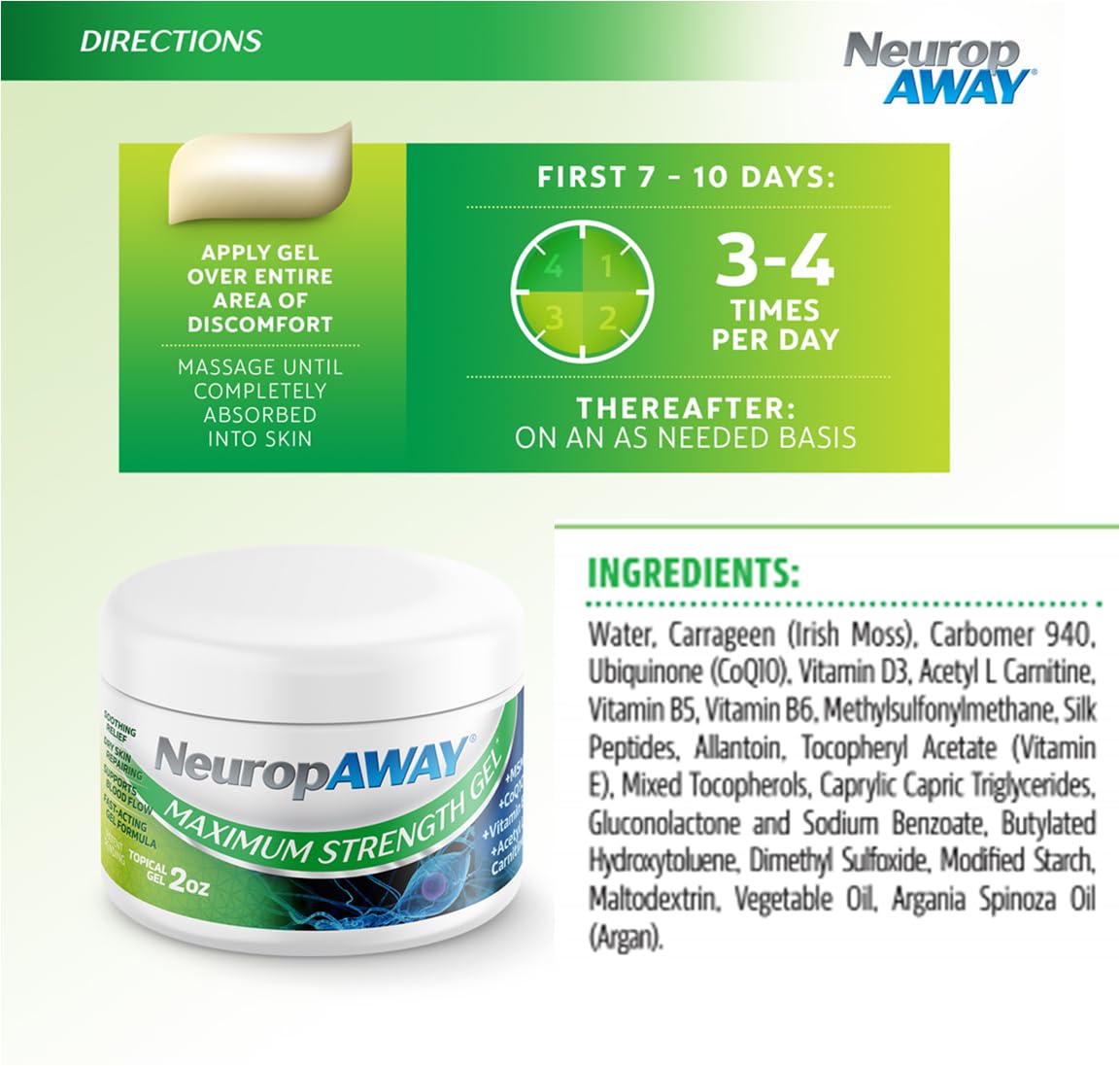 NeuropAWAY® Maximum Strength Gel, for Nerve discomfort, Burning, Tingling, and Numbness 2oz NeuropAWAY uk supplements