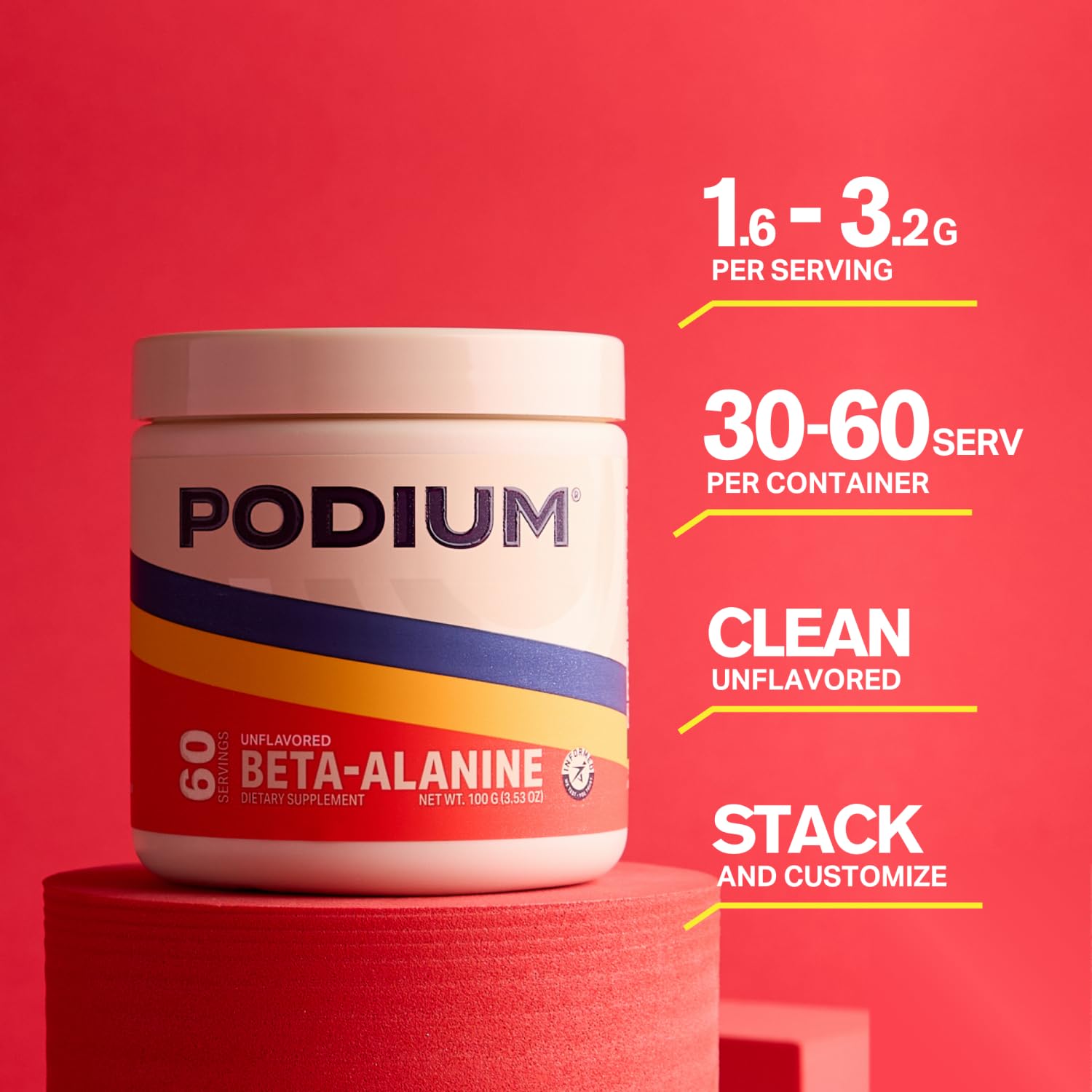 Podium Nutrition, Solos | Beta Alanine, 60 Servings, Unflavored, Boost Athletic Performance Podium Nutrition uk supplements