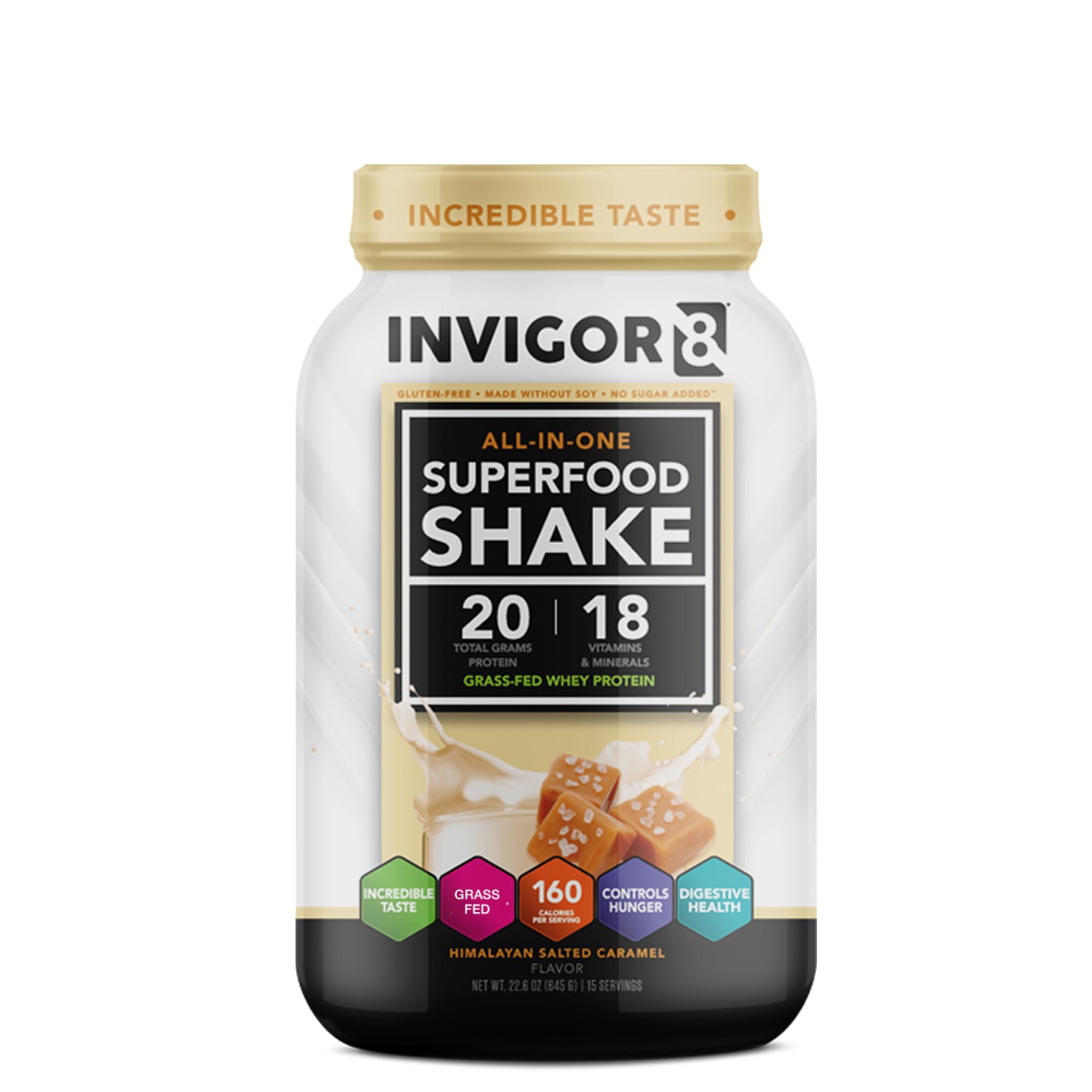 INVIGOR8 Superfood Grass Fed Whey Protein Isolate Shake Himalayan Salted Caramel INVIGOR8 uk supplements