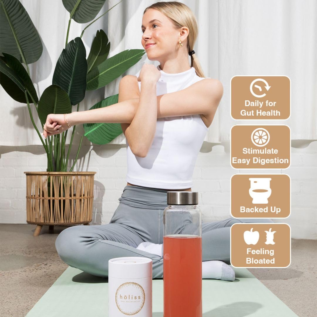 HOLISS Daily Gut Health Kit – 6-in-1 All Natural Supplement, Bloat & Gas Aid, GI Lining Repair, IBS Support – Lemon Balm, L-Glutamine, PepZinGI, Mixed Berry, 30 Servings, Electric Mixer & Spoon HOLISS uk supplements