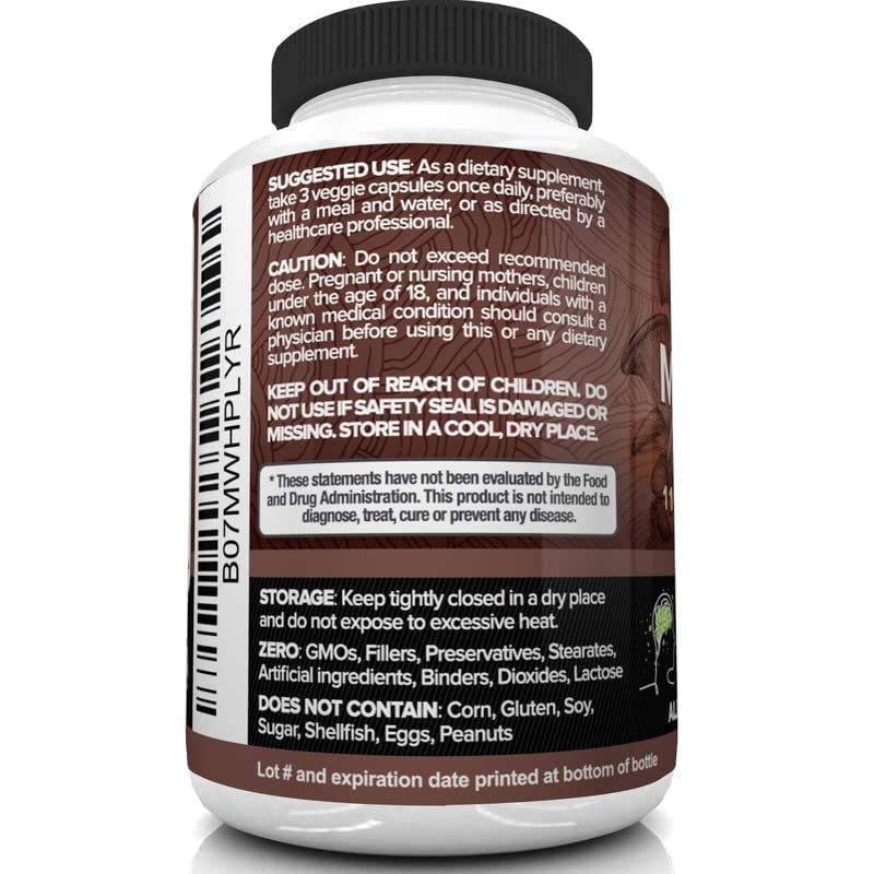 Nutrivein Mushroom Supplement - 2600mg - 90 Capsules - 11 Organic Mushrooms Nutrivein uk supplements