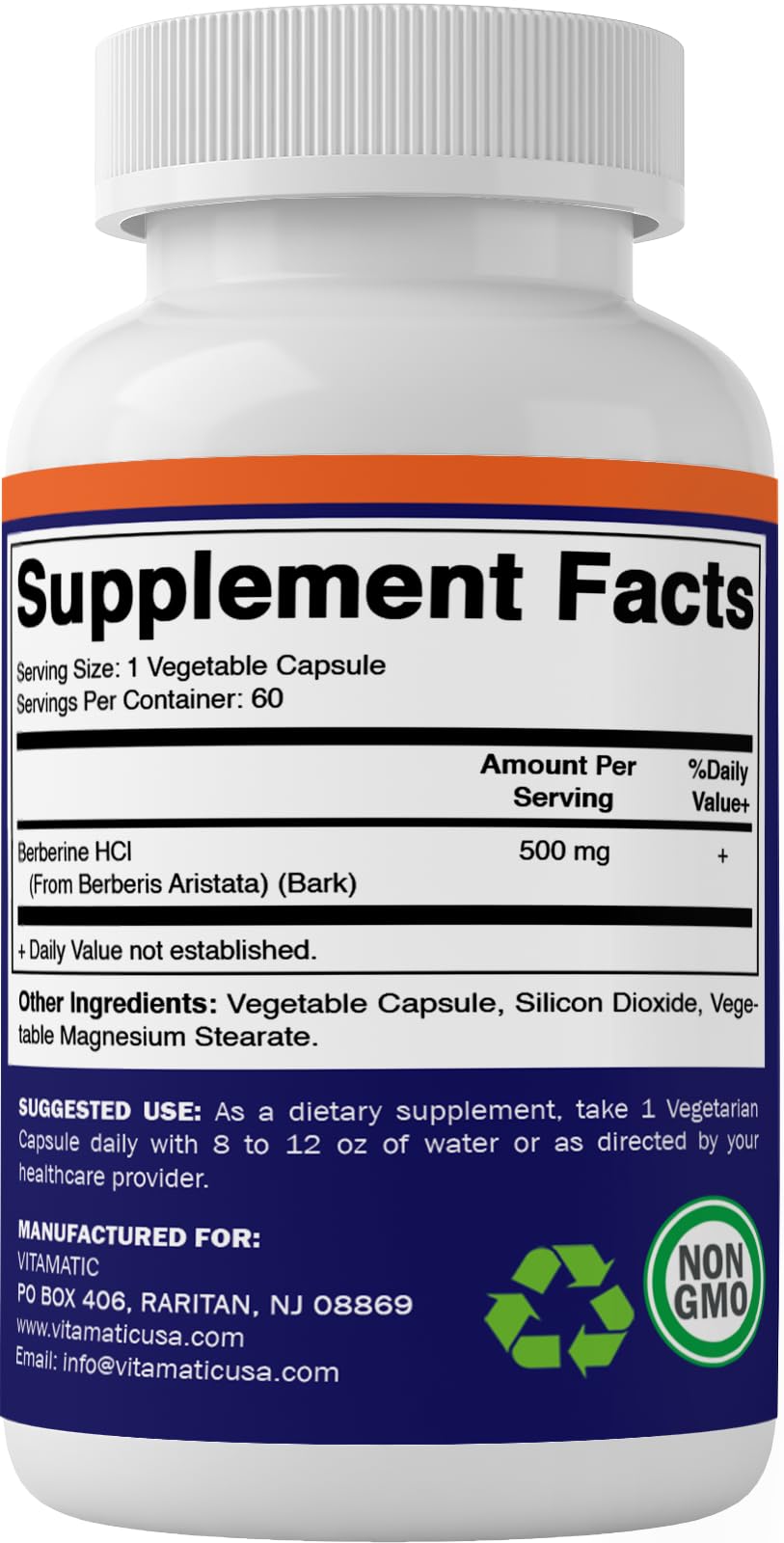 Vitamatic Berberine Supplement 500mg - 60 Vegetable Capsules - Made in The USA Vitamatic uk supplements