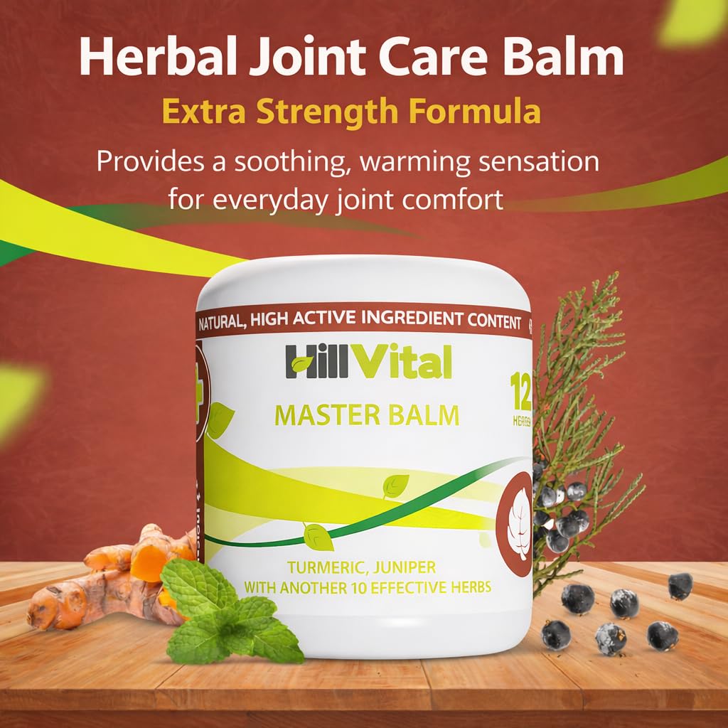 HillVital Herbal Joint Care Balm – Soothing Arnica & Turmeric Blend for Muscles & Joints – Lightweight Herbal Cooling Gel with Mint & Rosemary – Fast-Absorbing Natural Topical Cream Hill Vital Natural Solutions uk supplements