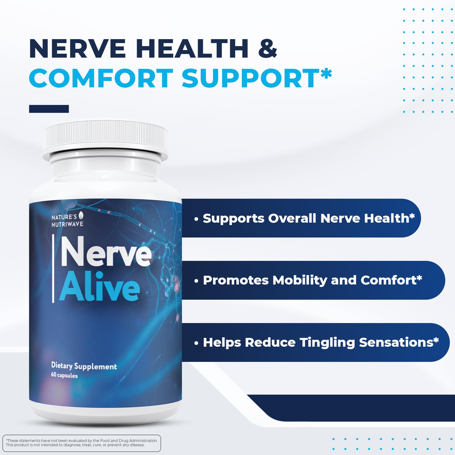 NerveAlive – Natural Daily Wellness Supplement w/ Passionflower, Marshmallow Root & Prickly Pear Extract – 100% Natural Ingredients, Non-GMO, GMP Certified, Made in USA – 60 Capsules, 3 Month Supply Nature’s NutriWave uk supplements