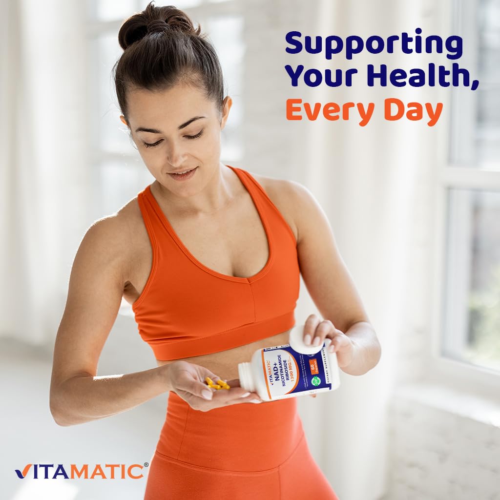 Vitamatic NAD Nicotinamide Riboside Supplement 1300mg 60 Ct - Support Healthy Aging, Cellular Energy Production, Made with Riboside, Quercetin, Resveratrol, Green Tea, & Acai Powder Vitamatic uk supplements