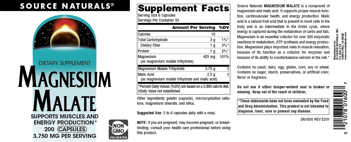 Source Naturals Magnesium Malate, Magnesium Malic Acid Supplement, Non GMO, 3750 MG Source Naturals uk supplements