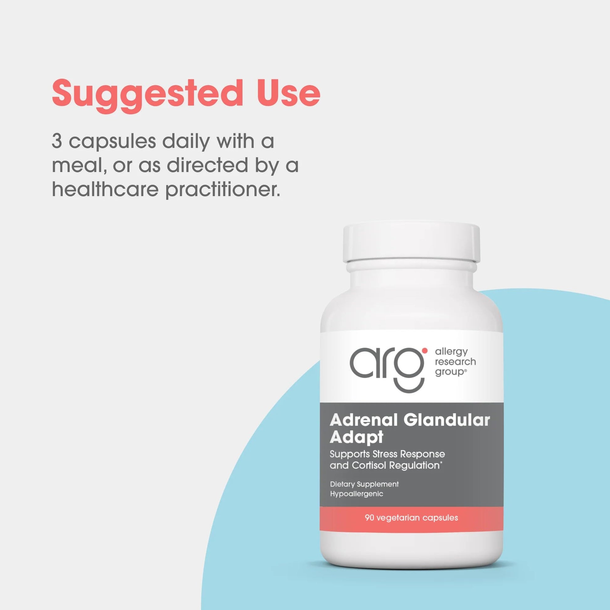 Allergy Research Group - Adrenal Glandular Adapt - Supports Healthy Stress Response and Cortisol Regulation - Hypoallergenic - 90 Vegetarian Capsules Allergy Research Group uk supplements