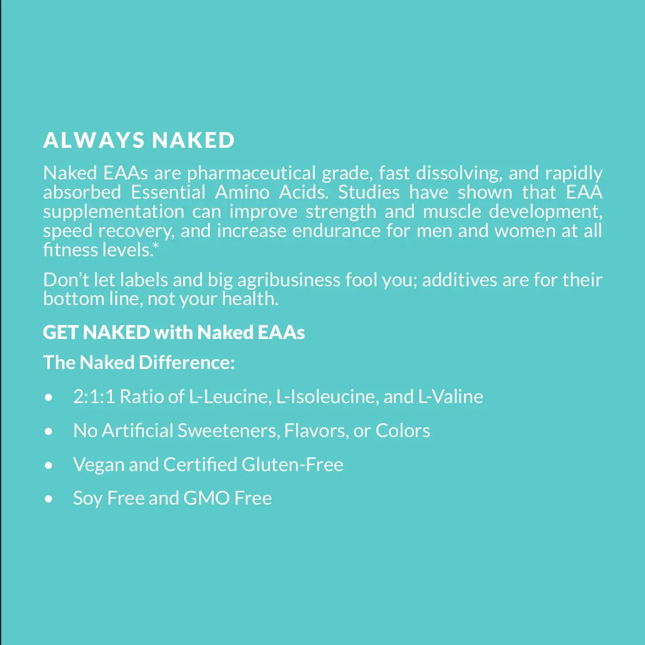 NAKED EAAs Amino Acids Powder - 50 Servings - Vegan Unflavored Essential Amino Acids 500 Grams - Instantized All Natural EAAs Powder Supplement NAKED uk supplements