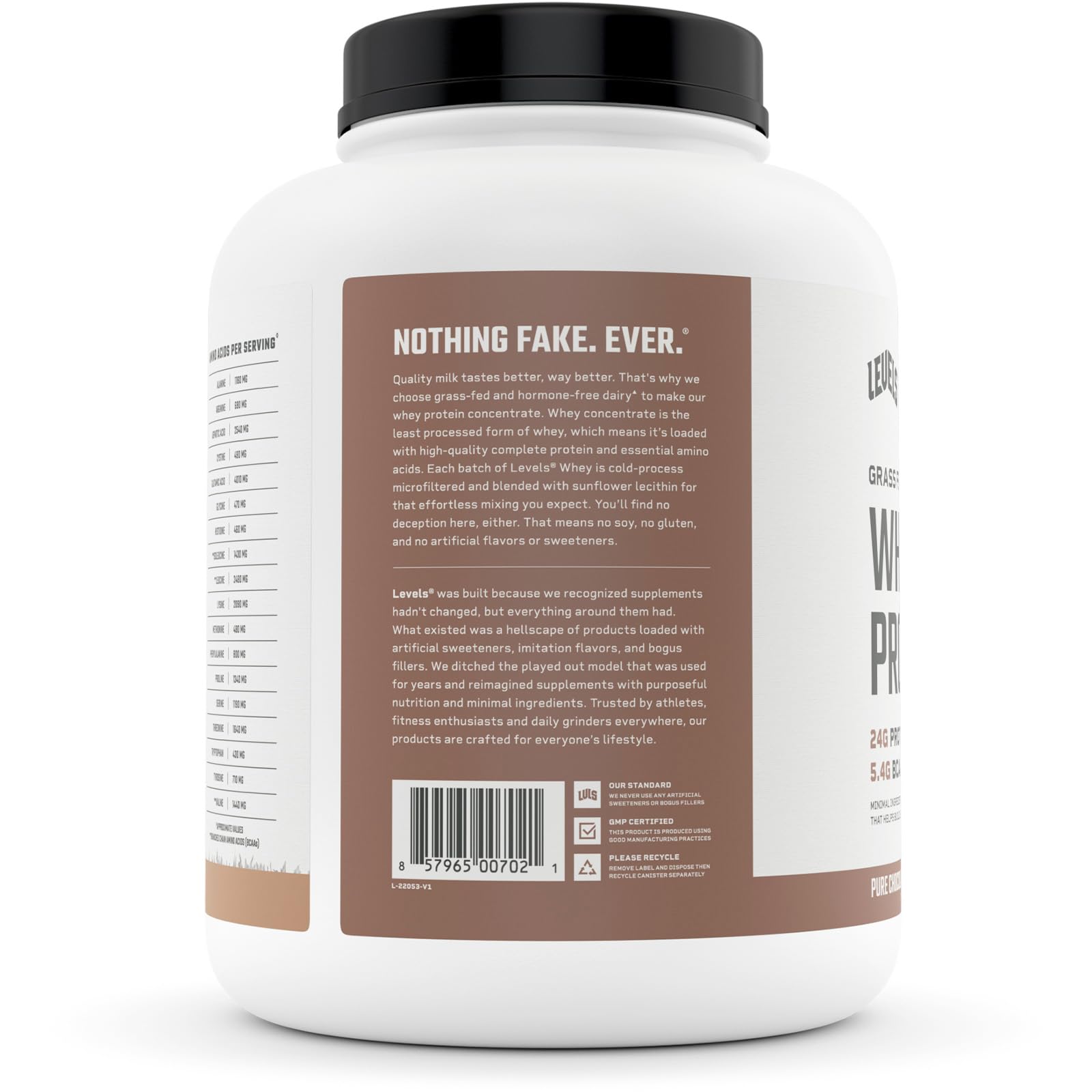 Levels Grass Fed 100% Whey Protein, No Hormones, Pure Chocolate, 5LB Levels Nutrition uk supplements