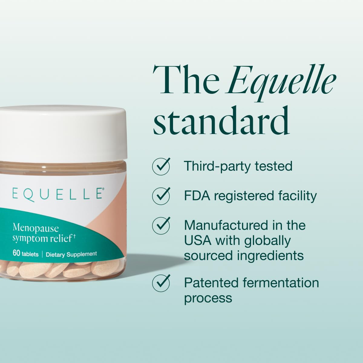 EQUELLE Multi-Symptom Perimenopause & Menopause Relief Relief from Hot Flashes, Muscle Aches & Supports More Sleep. Hormone-Free, Plant-Based S-Equol – 1 Month Supply (60 Tablets) EQUELLE uk supplements
