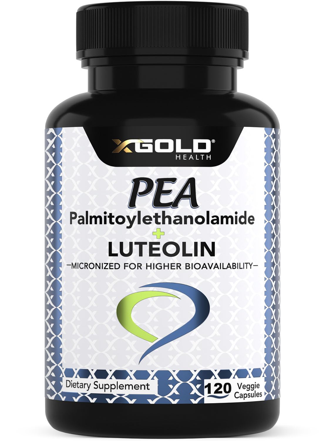 Palmitoylethanolamide 630 mg + Luteolin Standardized 98%- Micronized Pea 99% Highly Purified and Bioavailable - Made in USA - Supplement for Men and Women - 120 Veggie Capsules X Gold Health uk supplements