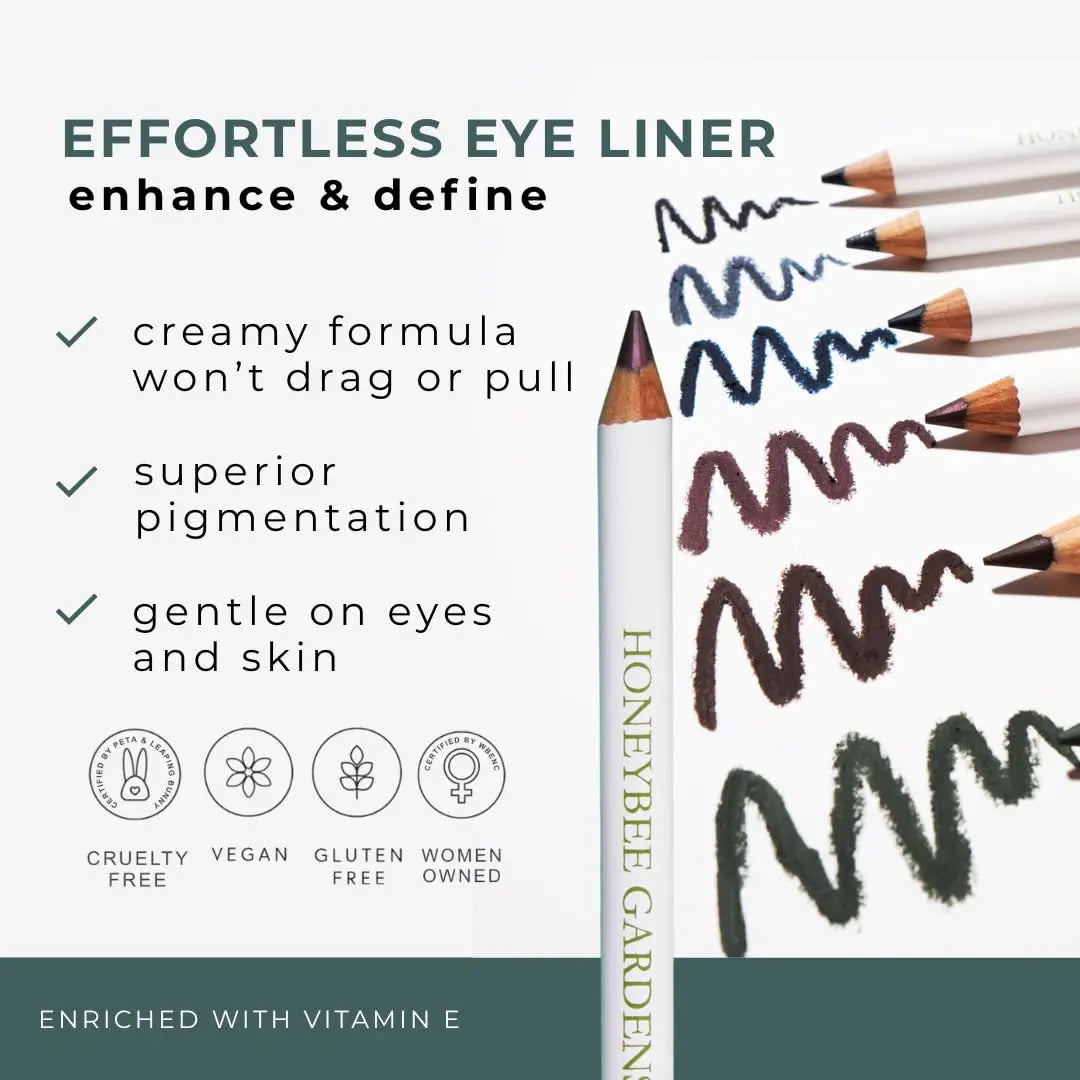 Honeybee Gardens Effortless Eye Liner Pencil, Jet Set Black, Smooth Long-Wearing, Rich Pigment, Vegan & Gluten-Free Honeybee Gardens uk supplements