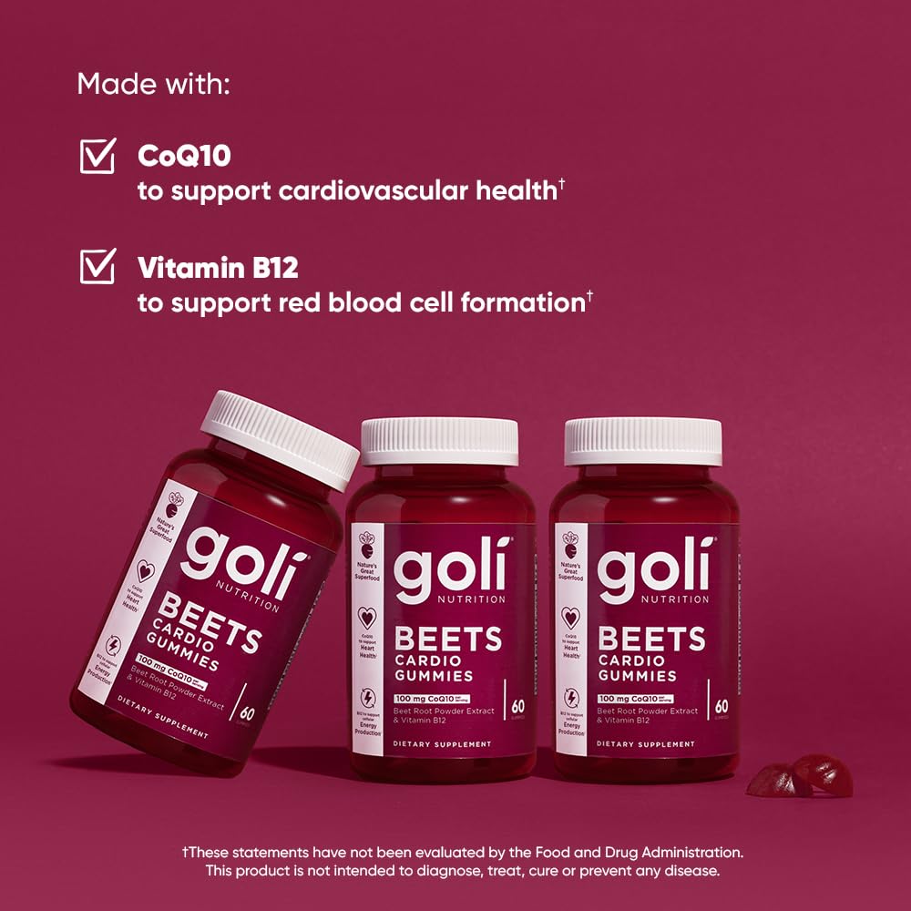 Goli Nutritional Supplement, Beets Cardio Gummy - 60 Count - CoQ10 & Beet Root Extract Goli uk supplements