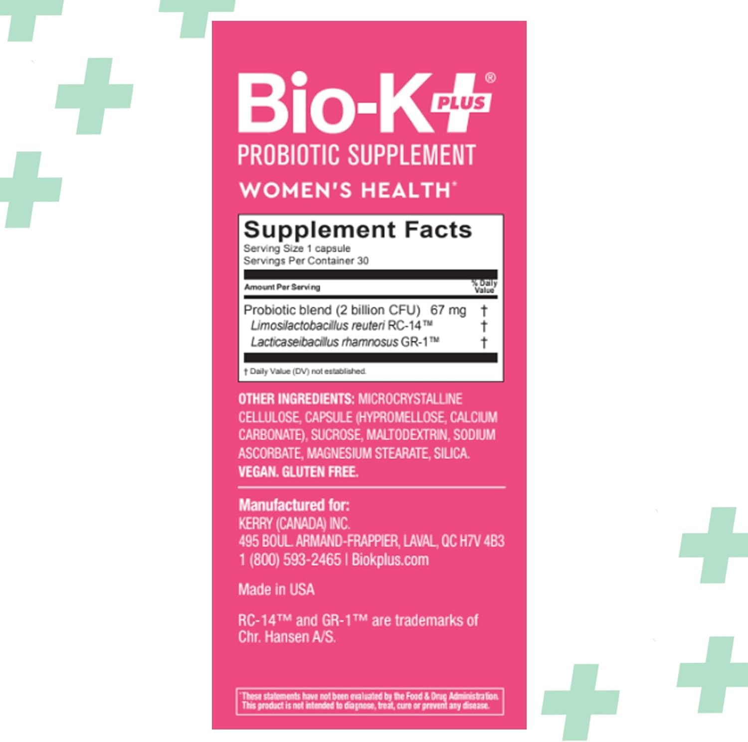 Bio-K+ Probiotic for Women support for Vaginal & Urinary Tract Health, Probiotic Supplement with 2 Billion CFU 2 Strains, Vegan, Shelf-Stable – 30 Capsules Bio-K Plus uk supplements