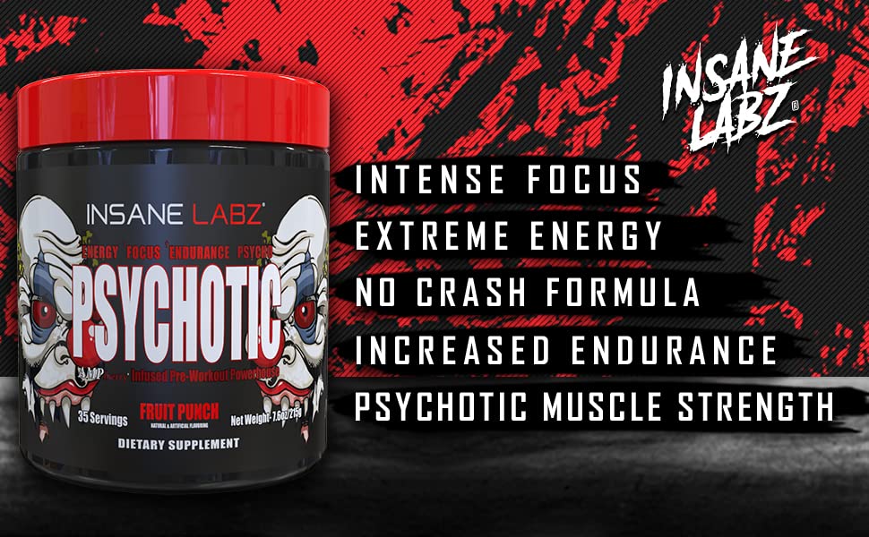 Psychotic, and Insane Veinz, Pre Workout Stack (Fruit Punch) Insane Labz uk supplements
