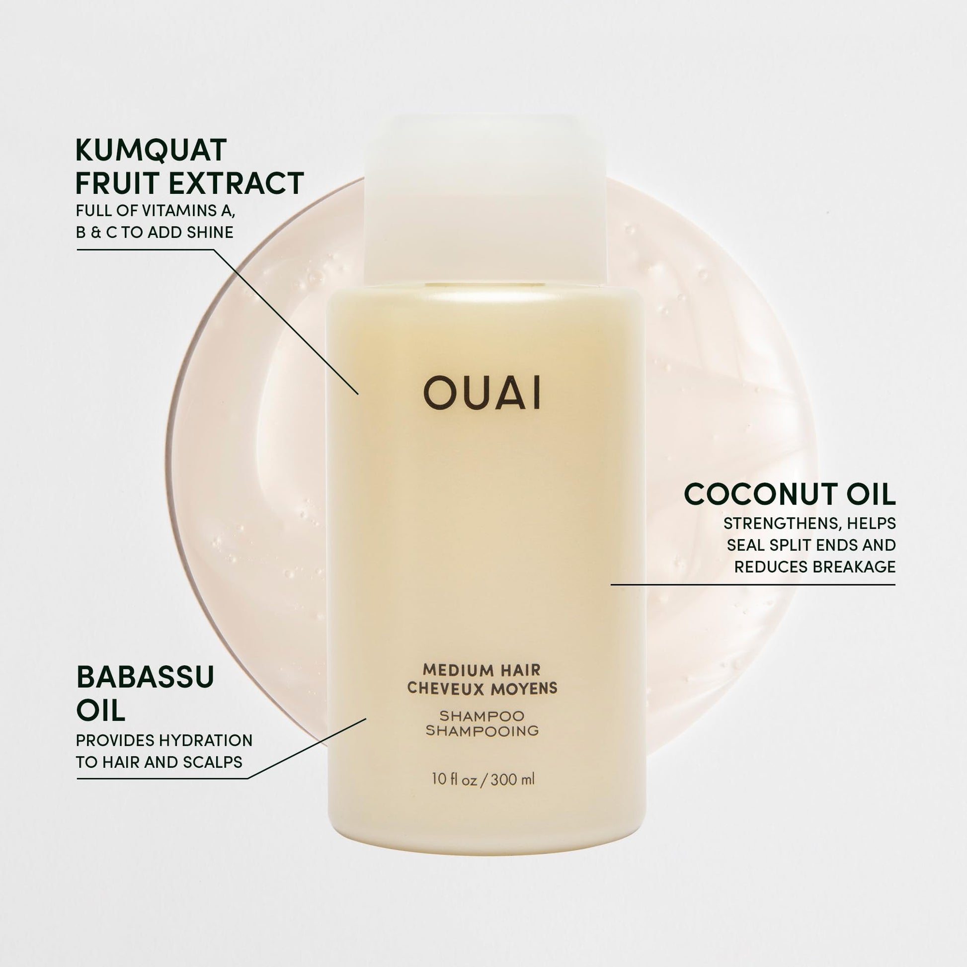 OUAI Medium Shampoo Travel Size - Hydrating Shampoo with Coconut Oil, Babassu, Kumquat Extract & Keratin - Strengthens, Nourishes & Adds Shine - Paraben & Sulfate Free Hair Care Products (3 Oz) OUAI uk supplements