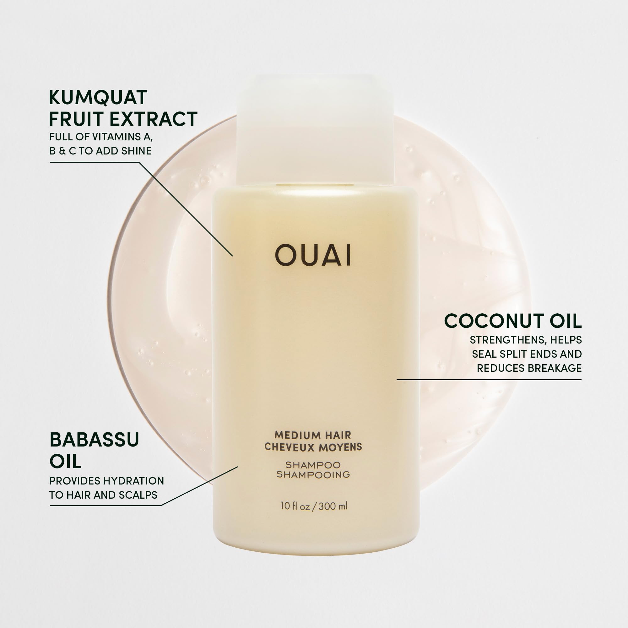 OUAI Medium Shampoo Travel Size - Hydrating Shampoo with Coconut Oil, Babassu, Kumquat Extract & Keratin - Strengthens, Nourishes & Adds Shine - Paraben & Sulfate Free Hair Care Products (3 Oz) OUAI uk supplements