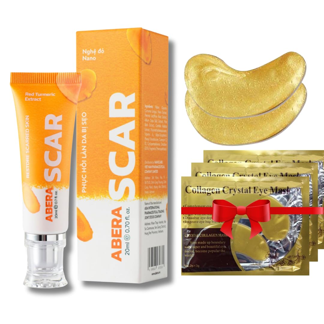 ABERA Scar Removal Cream for Women and Men - Rapid Repair of New Old Scars, Spots, Burns All Natural Treatment with Vitamin E, Alanine, Collagen (1 Box + 3 Eye Patch) ABERA uk supplements