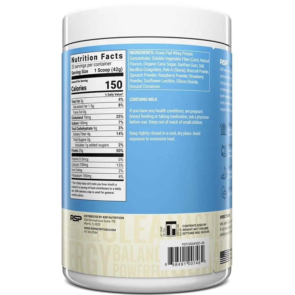 TrueFit High Fiber Protein Powder, Grass-Fed Whey Meal Replacement Shake with Prebiotics, Probiotics, & Organic Superfoods, Keto Friendly, Gluten Free RSP NUTRITION uk supplements