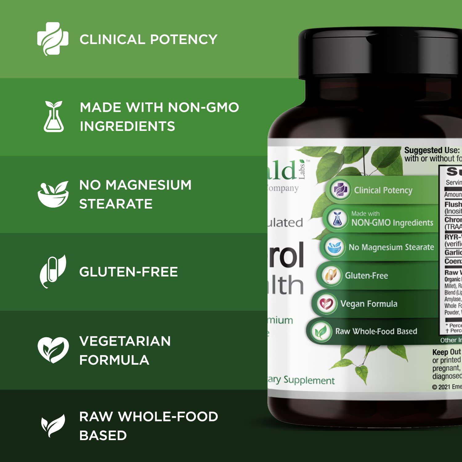 EMERALD LABS Cholesterol Health (90 Caps) & Pomegranate Extract (60 Caps) - Supports Heart Health & Immune Function - Gluten Free & Vegan EMERALD LABS uk supplements