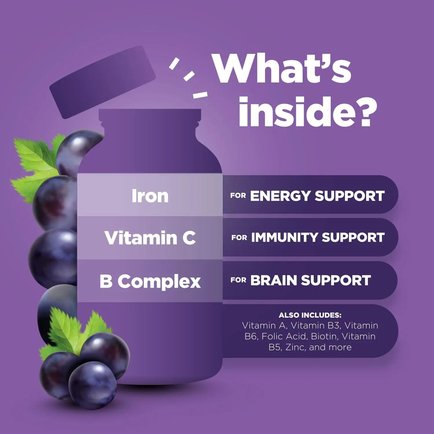 Natural Multivitamin Iron Gummies for Adults - Adult Gummy Vitamins with Iron and Energy Boost B Complex Vitamins Phytoral uk supplements