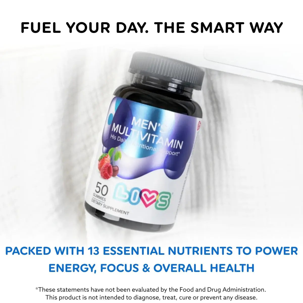 LIVS Men’s Multivitamins Gummies | Chewable Multivitamins for Men Health, Iron & Immune Support | Daily Vitamins with Zinc, Vitamin D3, B12, Biotin & More | LIVS uk supplements