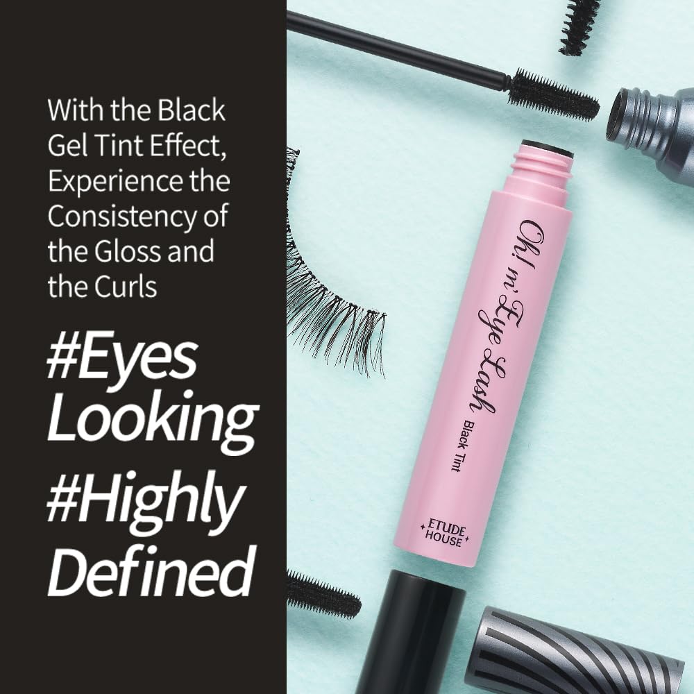 ETUDE Oh M'Eye Lash Black Tint Mascara – Natural Glossy Effect with Long Lasting Strong Curl System, Volume Enhancing, Smudge-Free, Improved fixation and water resistance, Korean Makeup, Kbeauty ETUDE uk supplements