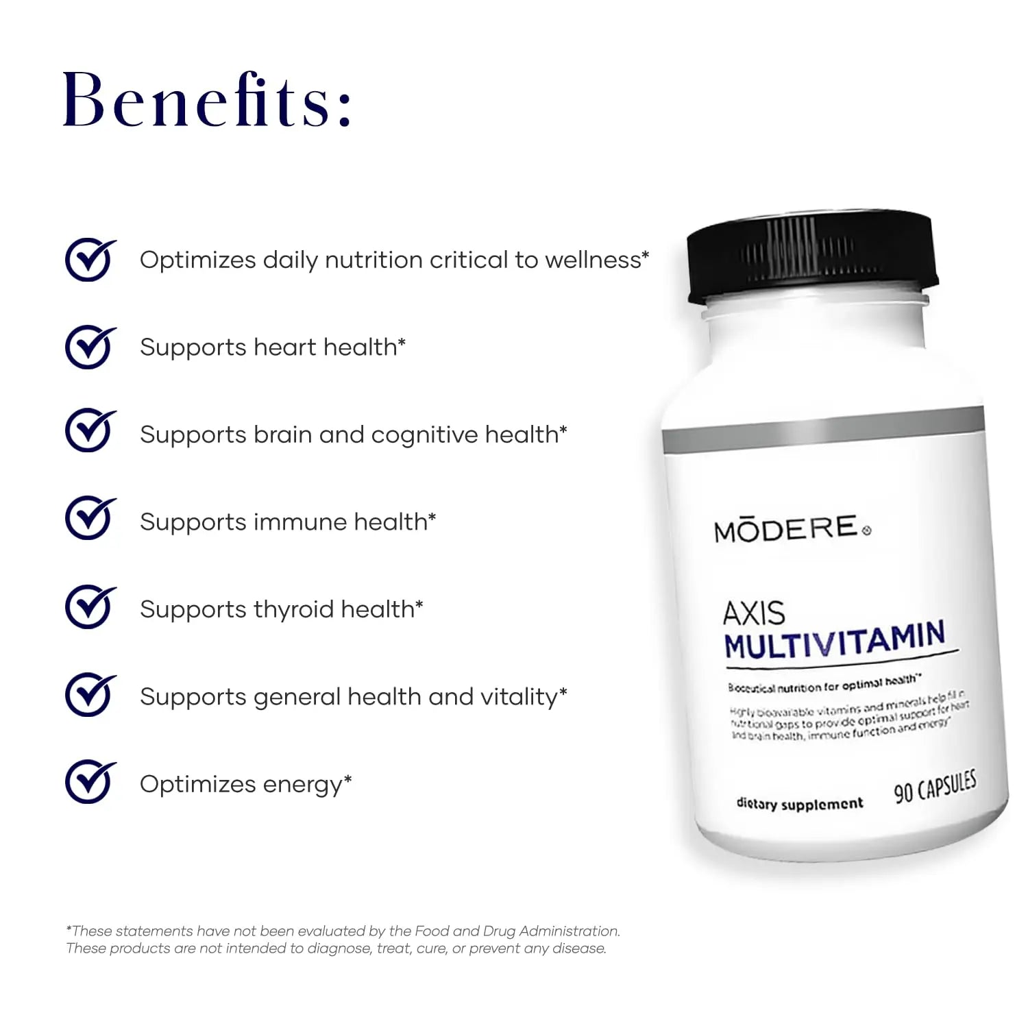 Modere Axis Multivitamin Supplement - Daily Essential Vitamins & Minerals for Overall Health and Wellness Support for Adults Immune - 90 Capsules Modere uk supplements