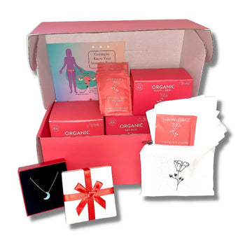 Organic 77 PC Period Kit Moon Box for Teens and Tweens - Organic Cotton Top Sheet Feminine Pads APOPPYCARY uk supplements