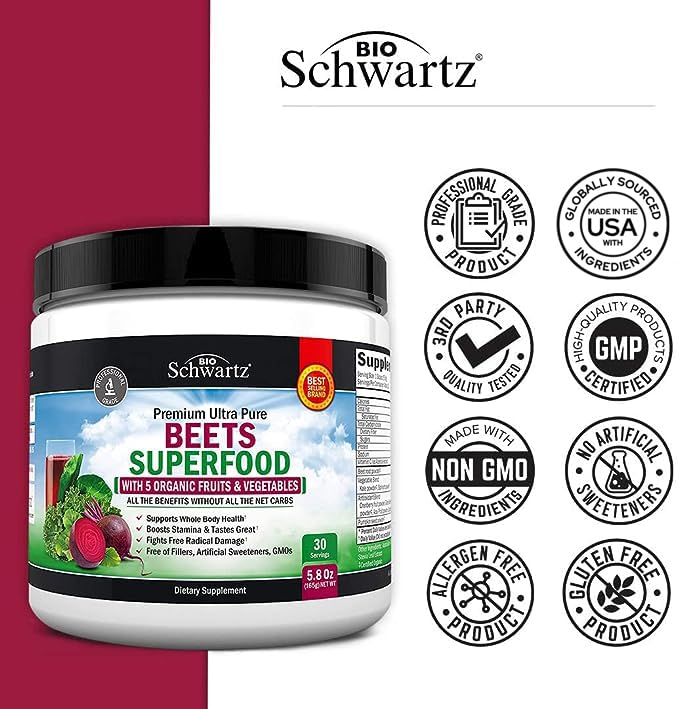 Beet Root Powder - Beets Superfood Supplement with Vitamin C Plus Organic Antioxidant BioSchwartz uk supplements