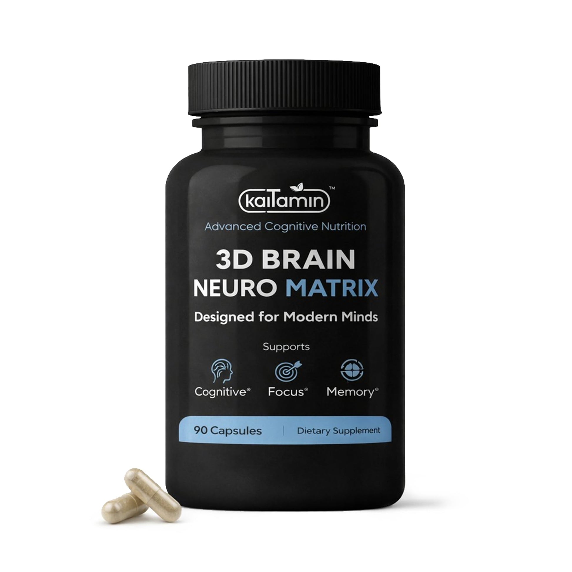 Brain Neuro Matrix – Memory & Focus Nootropic with Ginkgo Biloba & Huperzine A – Caffeine-Free Vegan Brain Supplement for Clarity, Focus & Mood – 90 Capsules (3-Month Supply) Kaitamin uk supplements