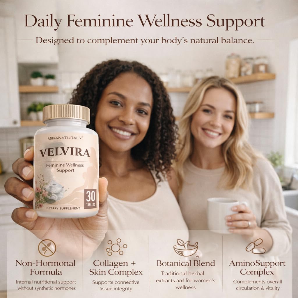 MINANATURALS VELVIRA Feminine Wellness Support Supplement for Women Herbal Rejuvenation Formula with Vitamins, Amino Acids & Collagen 30 Tablets MINANATURALS uk supplements