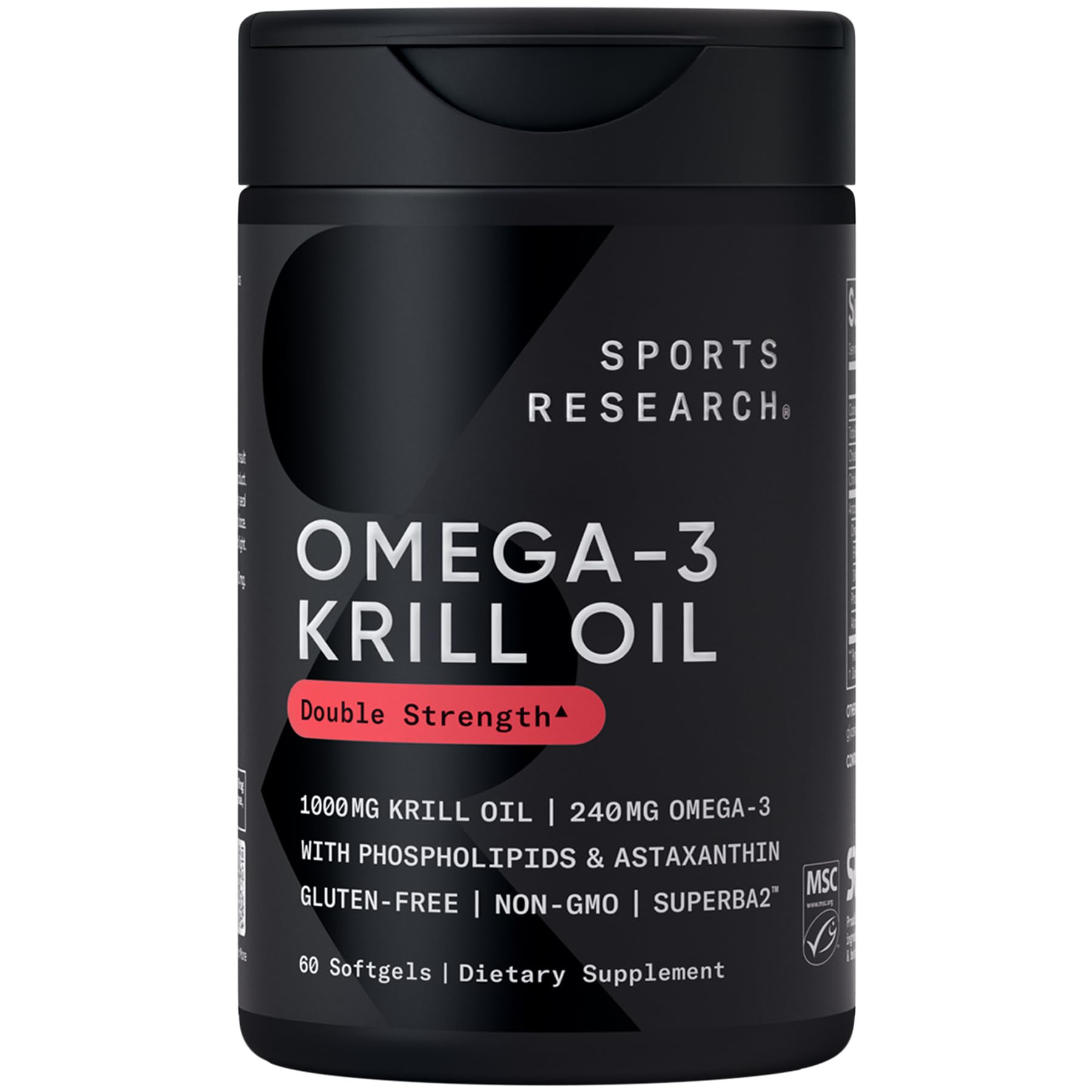 Sports Research® Omega-3 Krill Oil 1000mg - Pure Antarctic Superba Krill with Phospholipids, Choline & Astaxanthin - MSC Certified Sustainable · Non-GMO · Gluten Free - 60 Softgels Sports Research uk supplements