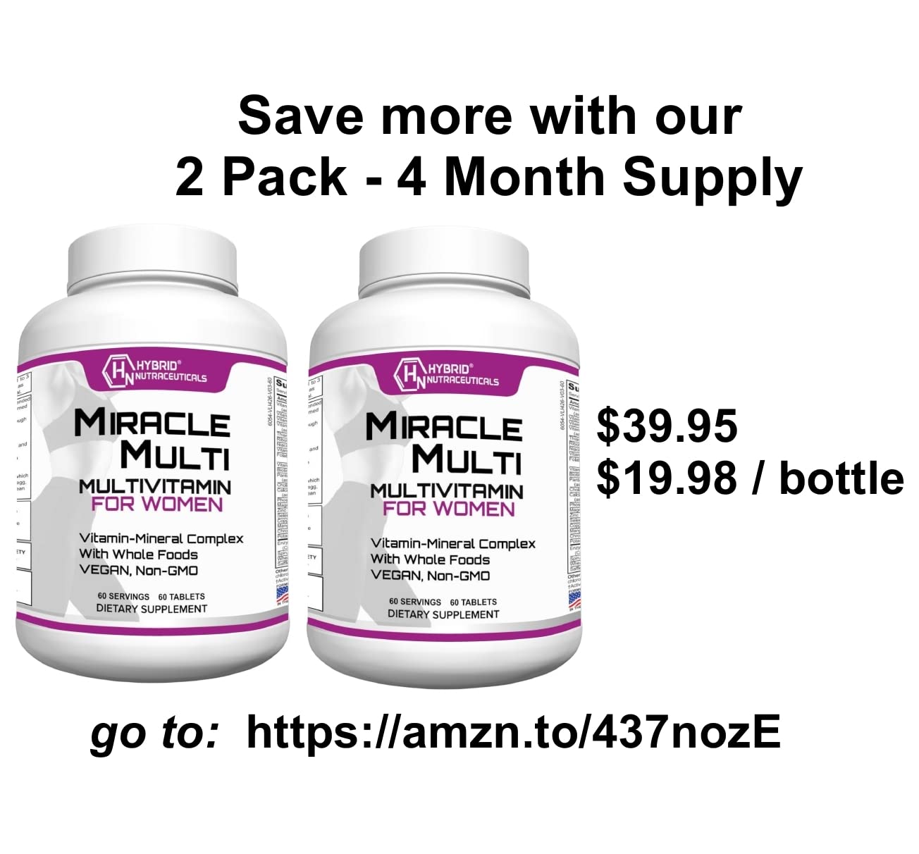 Hybrid Nutraceuticals MiracleMulti Women Multivitamin with Probiotics, Biotin, Folic Acid, Enzymes + Fruit & Vegetable Blend - Immune Support, Heart Health, Energy: 60 Servings (Non-GMO) Hybrid Nutraceuticals uk supplements