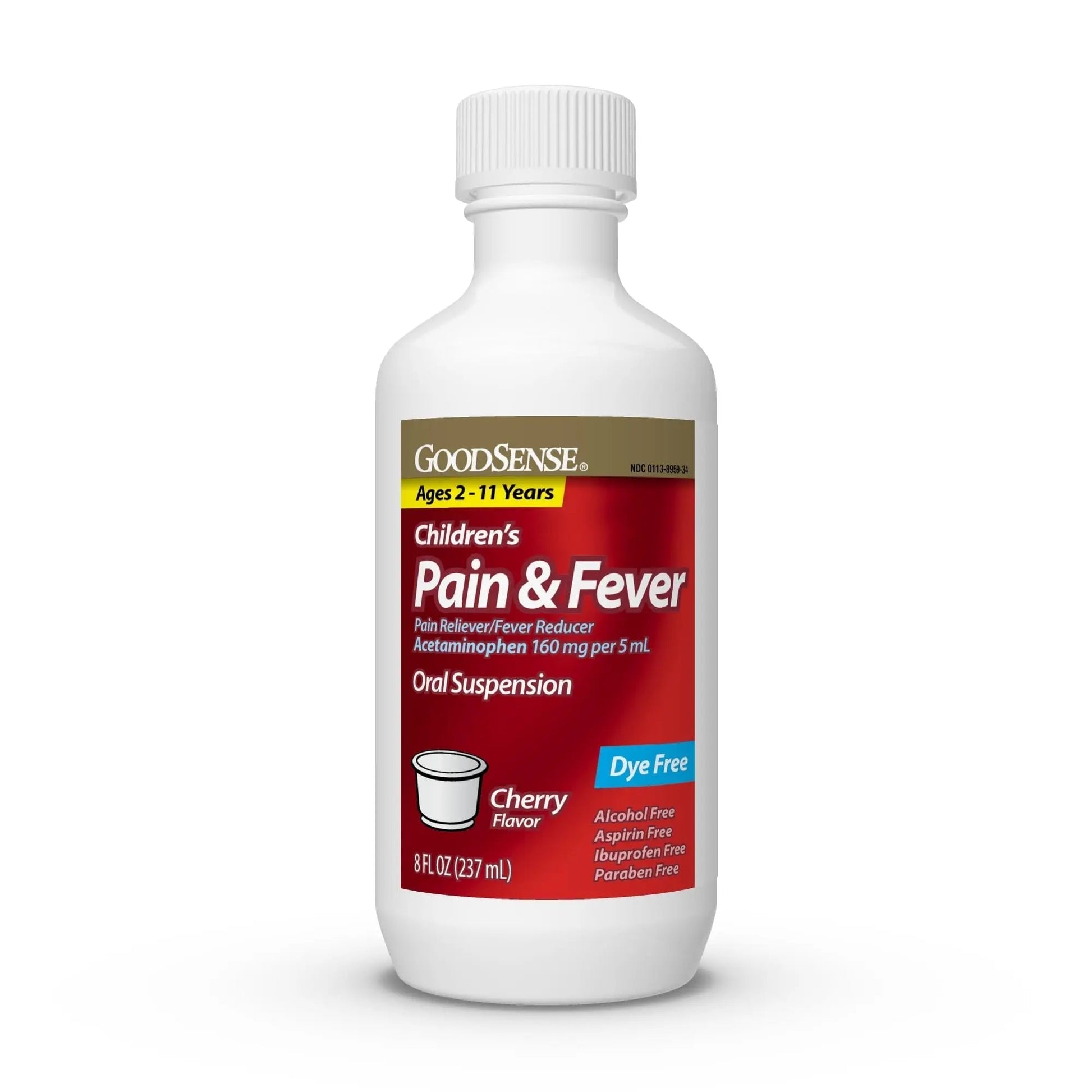 GoodSense Children's Dye-Free, Acetaminophen 160 mg per 5 mL Oral Suspension, Cherry Flavor, 8 FL OZ GoodSense uk supplements