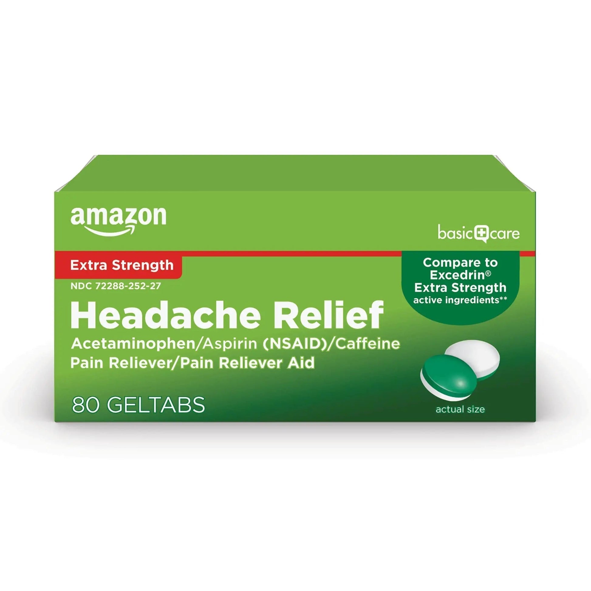 Amazon Basic Care Extra Strength Headache Relief Geltabs, Pain Reliever for Arthritis, Menstrual Pain and Cramps, 80 Count Amazon Basic Care uk supplements