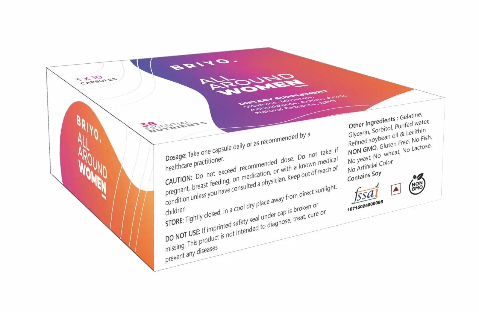Briyosis All Around Women - 38 nutrients (Essential Vitamins, Minerals, Natural extracts, Amino acids, Primrose Oil) - 90 Capsules Briyosis uk supplements
