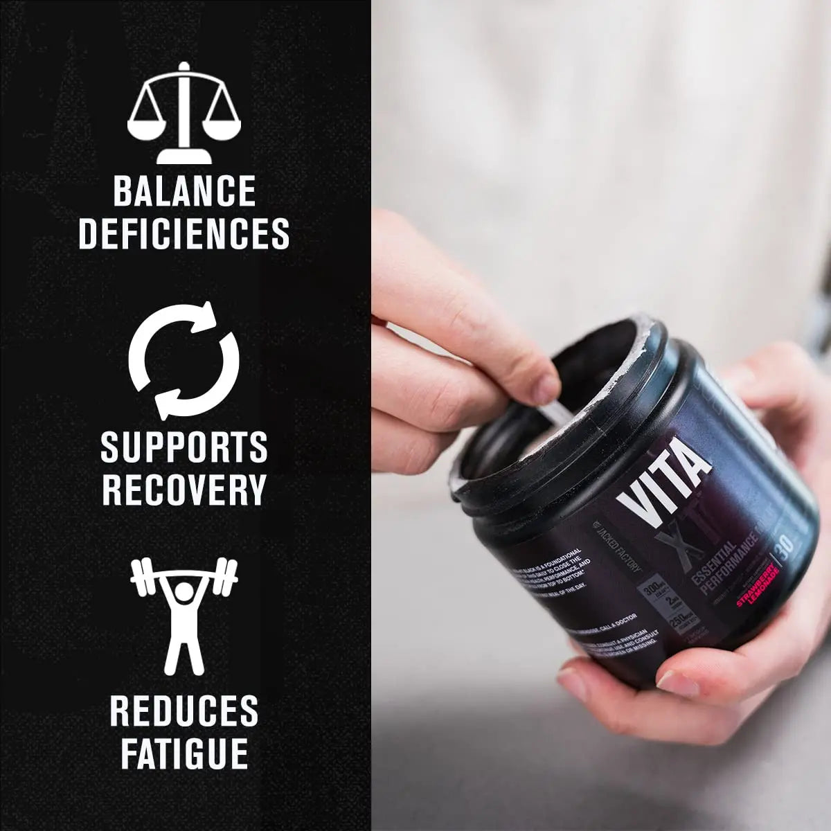 Jacked Factory Vita XT Performance Vitamin Powder - Daily Multivitamin Powder for Men with KSM-66 Ashwagandha, Prebiotic Fiber Jacked Factory uk supplements