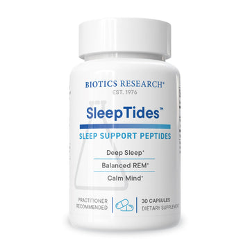 Biotics Research SleepTides - Plant Peptide Sleep Support for Deep and REM Sleep, Bioactive Rice Protein Peptides, Supports Healthy Cortisol Levels, Non-Habit Forming, Gluten, Dairy, GMO Free, 30 Caps BIOTICS RESEARCH uk supplements