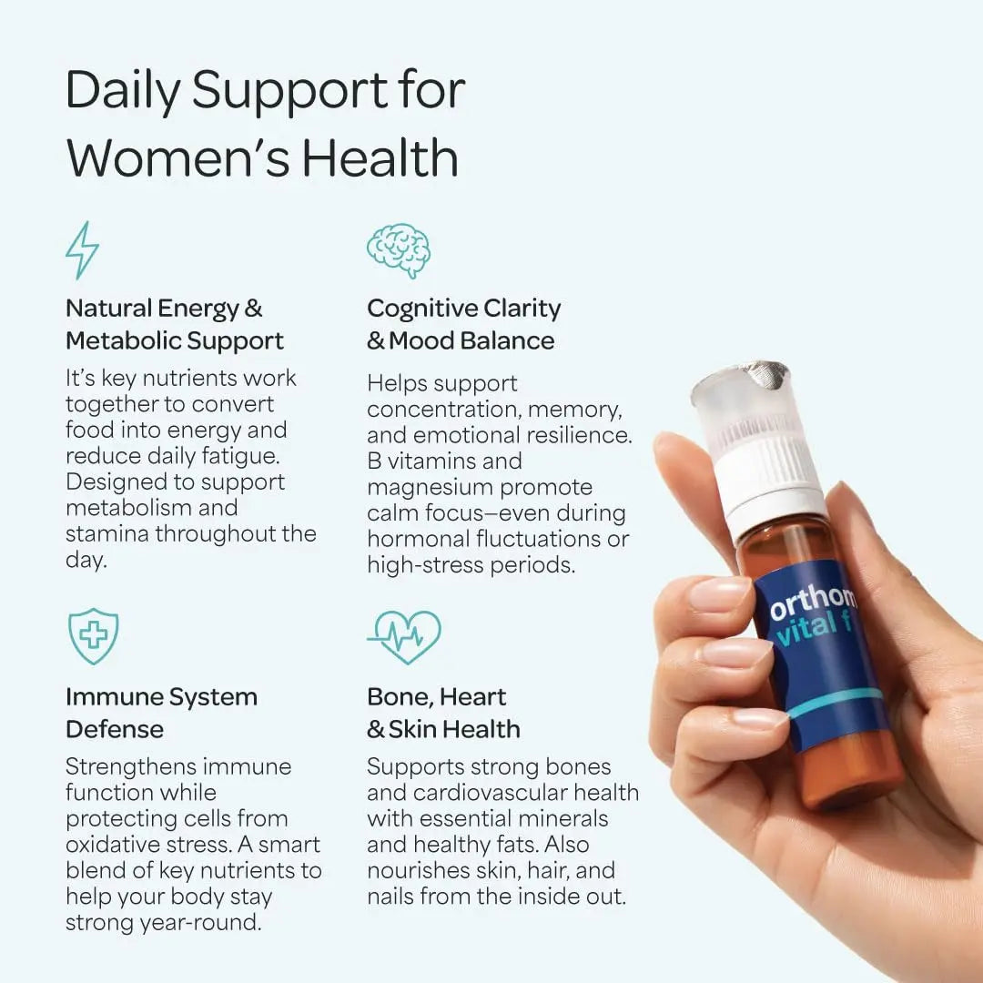 Orthomol Vital F Vial, Women's Multivitamin, 7-Day Supply, Vitamins A, B, C, D, E, K, Calcium, Iodine, Omega-3 Orthomol uk supplements